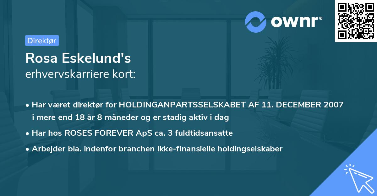 Rosa Eskelund's erhvervskarriere kort