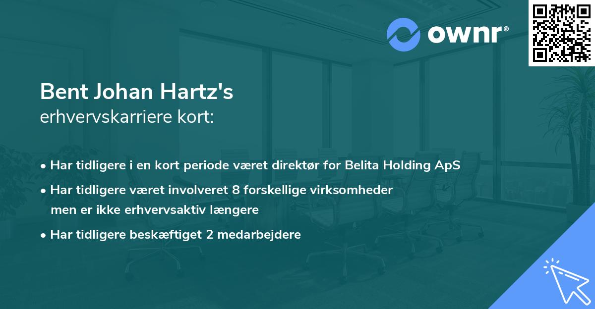 Bent Johan Hartz's erhvervskarriere kort