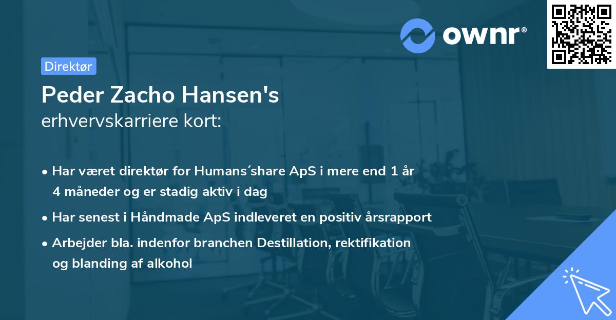 Peder Zacho Hansen's erhvervskarriere kort