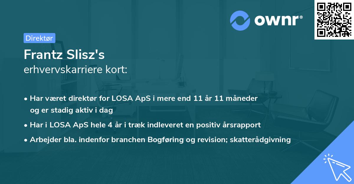 Frantz Slisz's erhvervskarriere kort