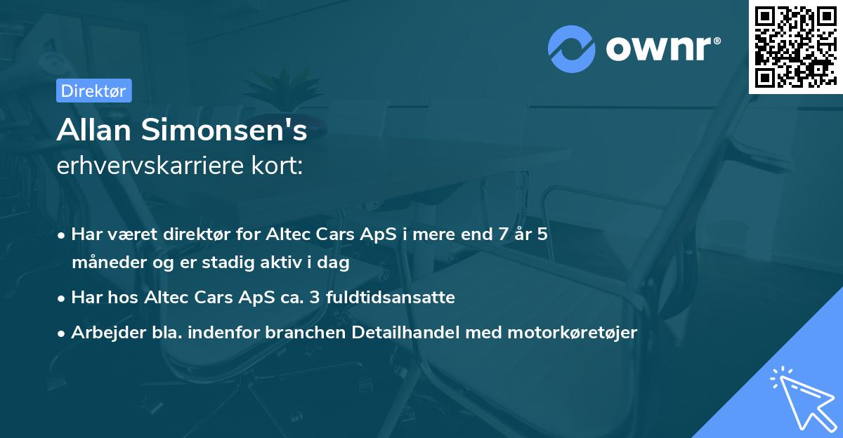 Allan Simonsen's erhvervskarriere kort
