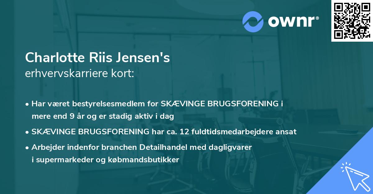 Charlotte Riis Jensen's erhvervskarriere kort