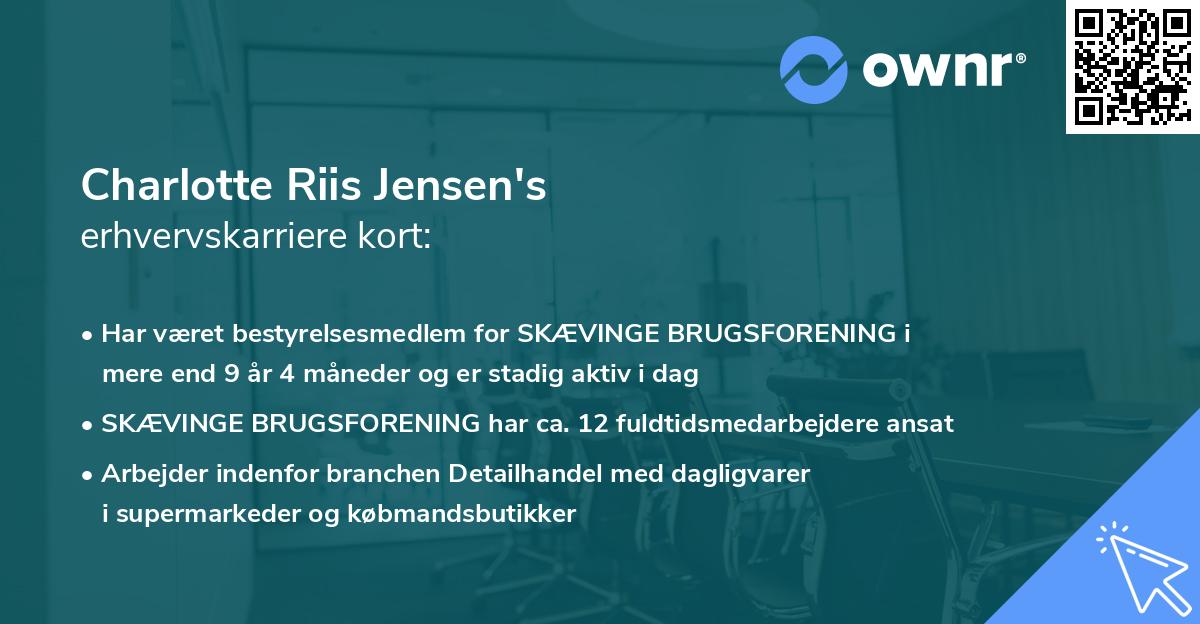 Charlotte Riis Jensen's erhvervskarriere kort