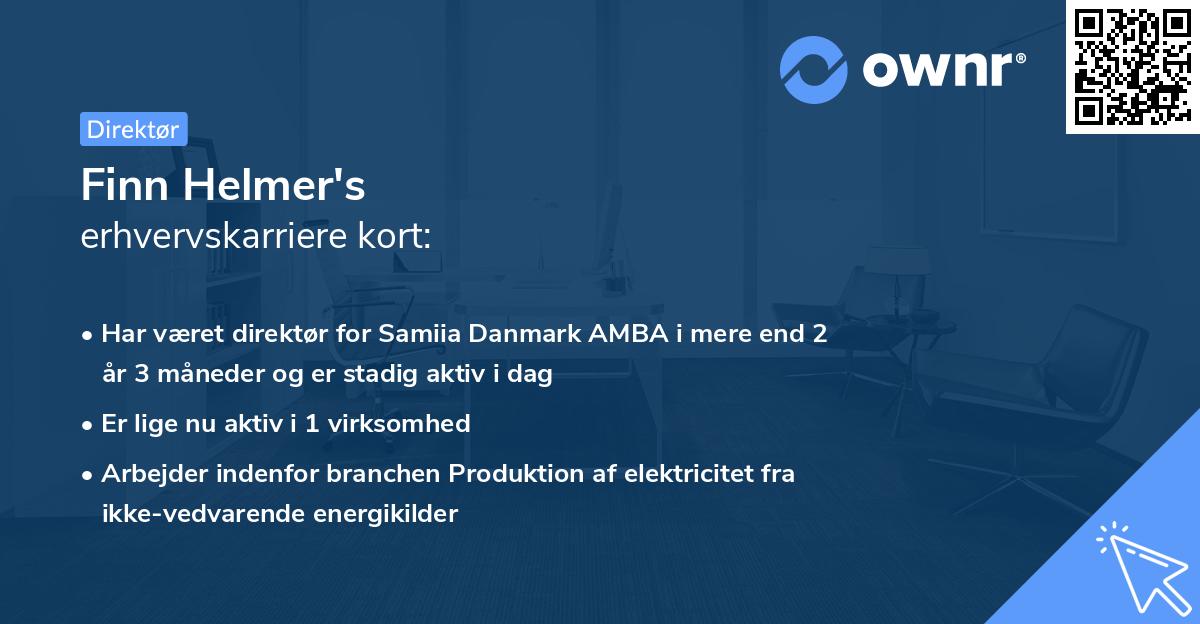 Finn Helmer's erhvervskarriere kort