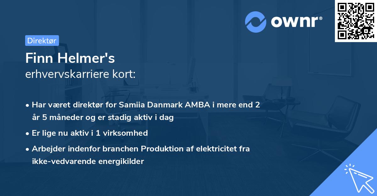 Finn Helmer's erhvervskarriere kort