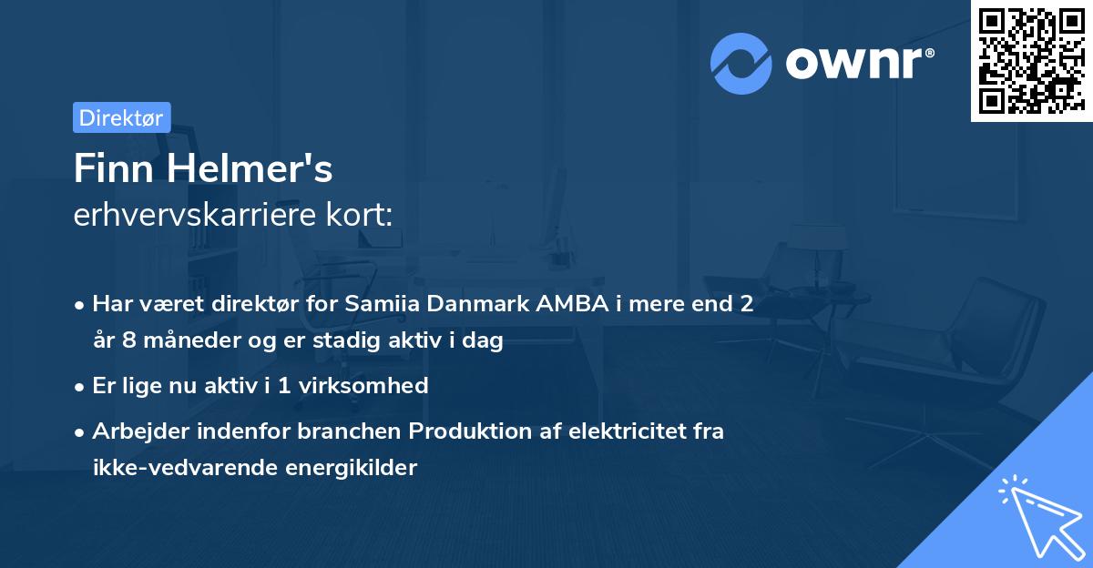Finn Helmer's erhvervskarriere kort