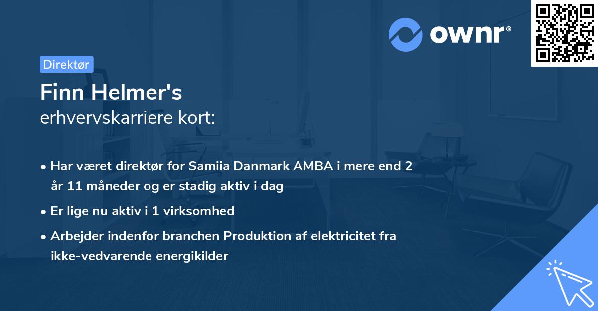 Finn Helmer's erhvervskarriere kort