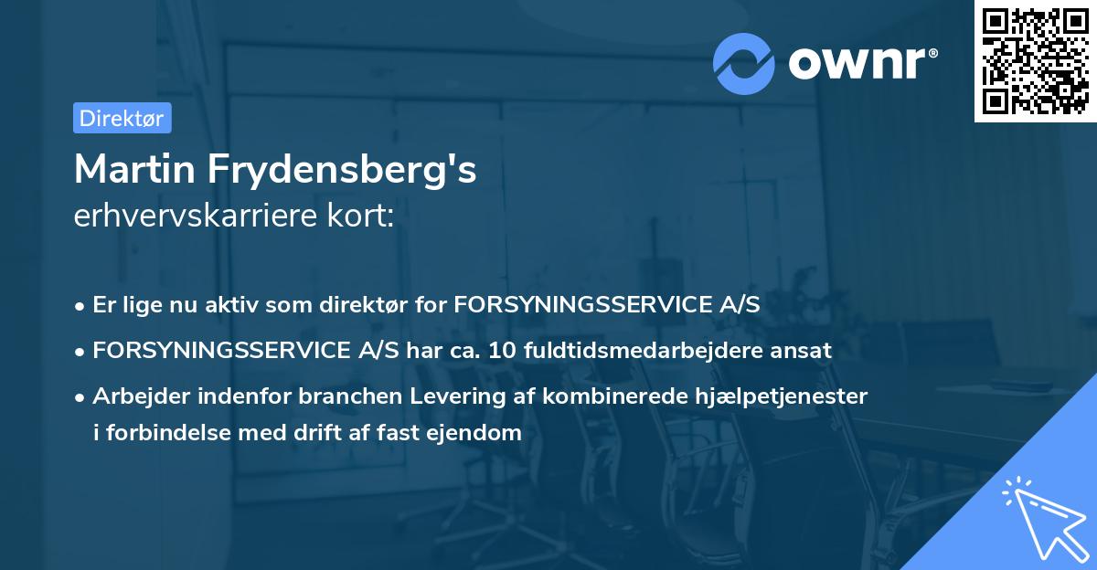 Martin Frydensberg's erhvervskarriere kort