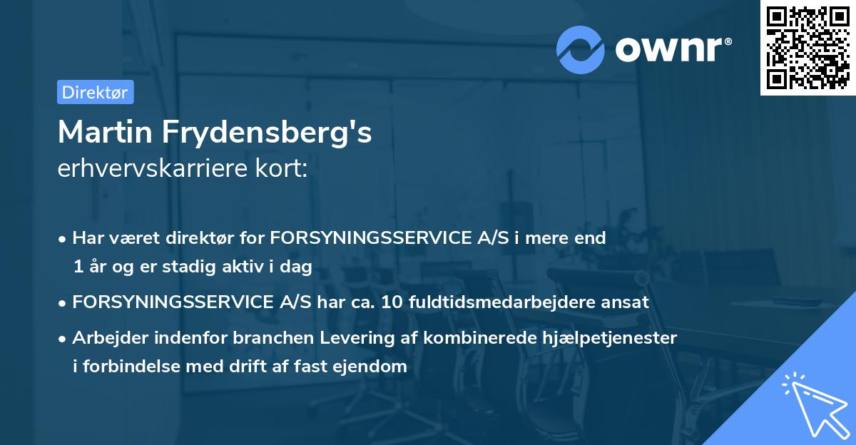Martin Frydensberg's erhvervskarriere kort