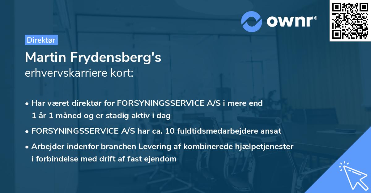 Martin Frydensberg's erhvervskarriere kort