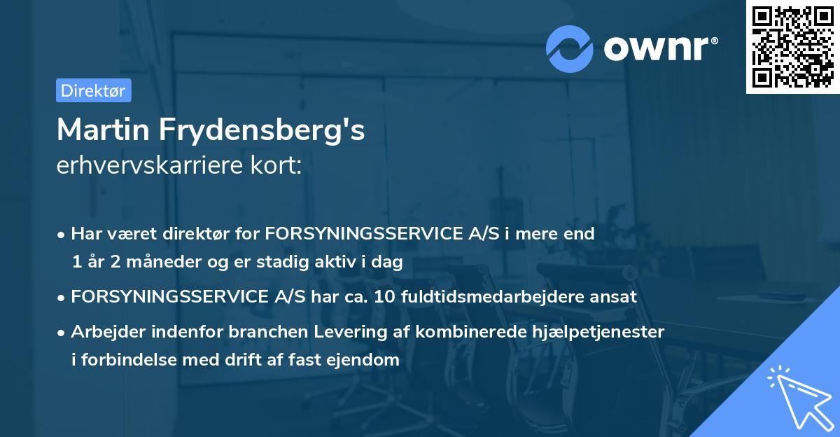 Martin Frydensberg's erhvervskarriere kort