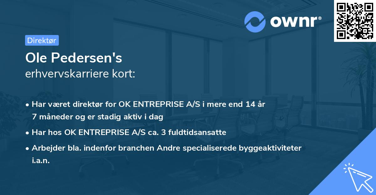 Ole Pedersen's erhvervskarriere kort