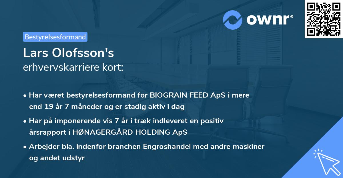 Lars Olofsson's erhvervskarriere kort