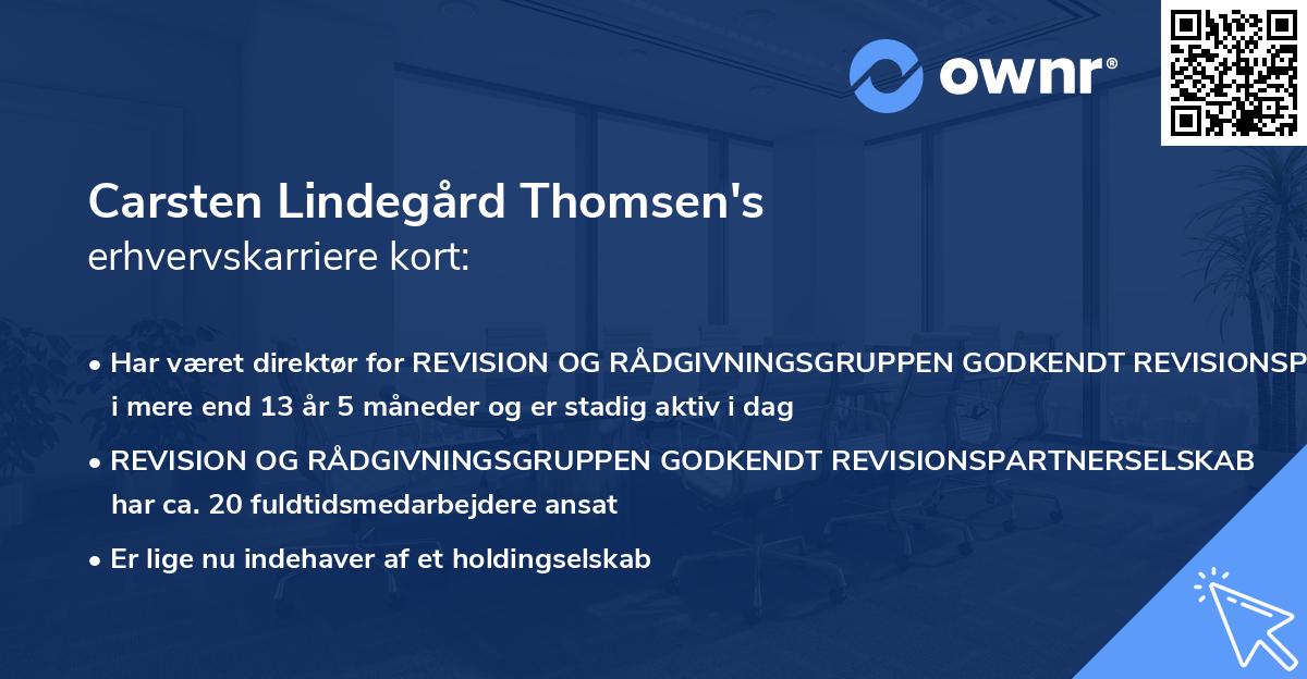 Carsten Lindegård Thomsen's erhvervskarriere kort