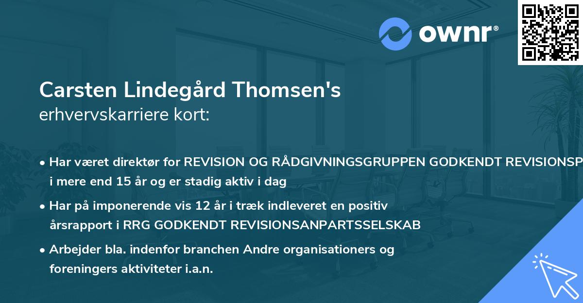 Carsten Lindegård Thomsen's erhvervskarriere kort