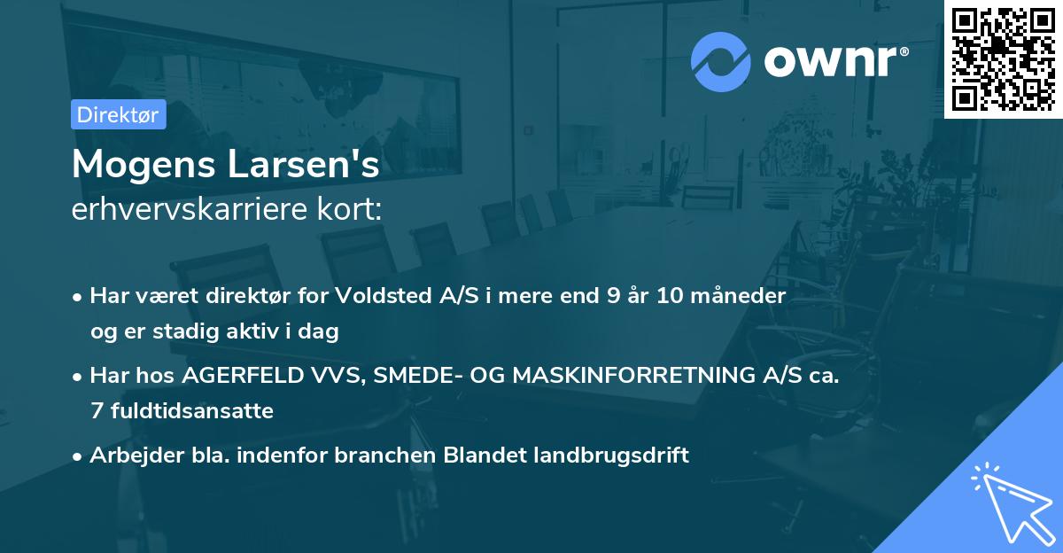 Mogens Larsen's erhvervskarriere kort