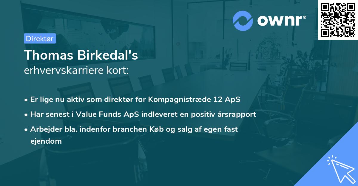 Thomas Birkedal's erhvervskarriere kort