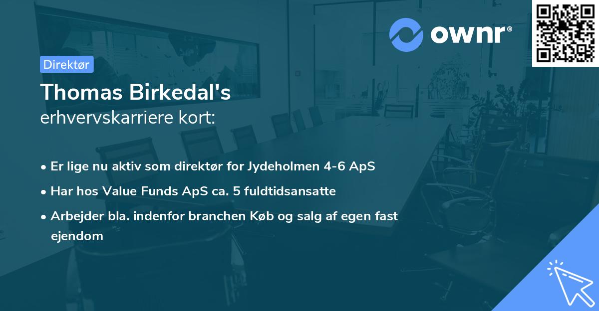 Thomas Birkedal's erhvervskarriere kort