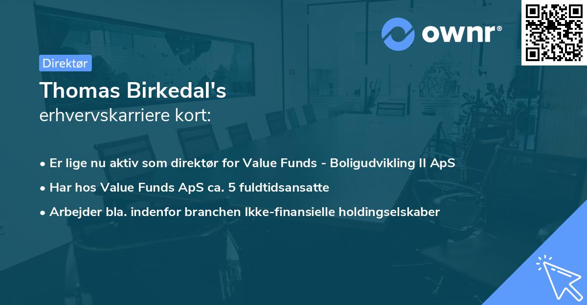 Thomas Birkedal's erhvervskarriere kort