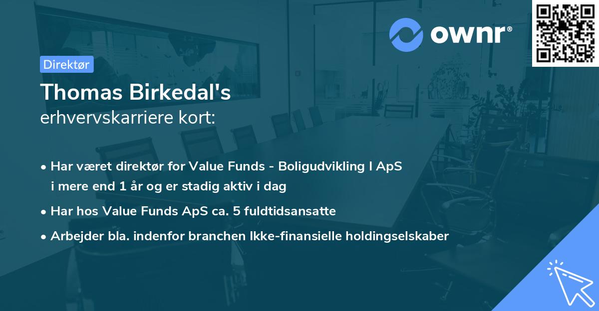 Thomas Birkedal's erhvervskarriere kort