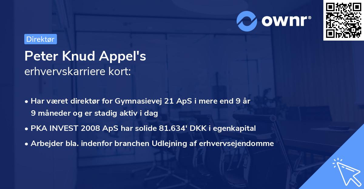Peter Knud Appel's erhvervskarriere kort