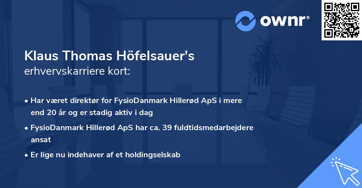 Klaus Thomas Höfelsauer's erhvervskarriere kort