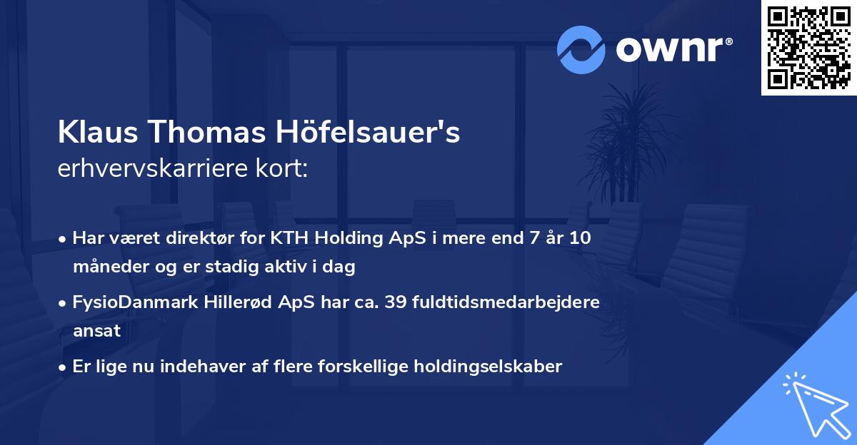 Klaus Thomas Höfelsauer's erhvervskarriere kort