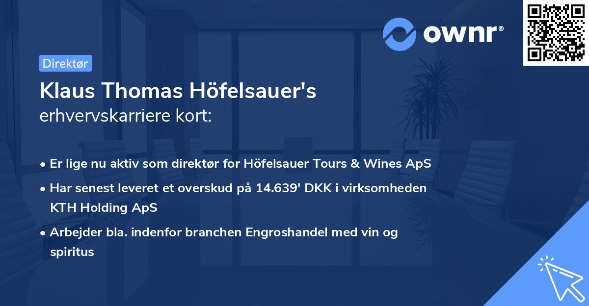 Klaus Thomas Höfelsauer's erhvervskarriere kort