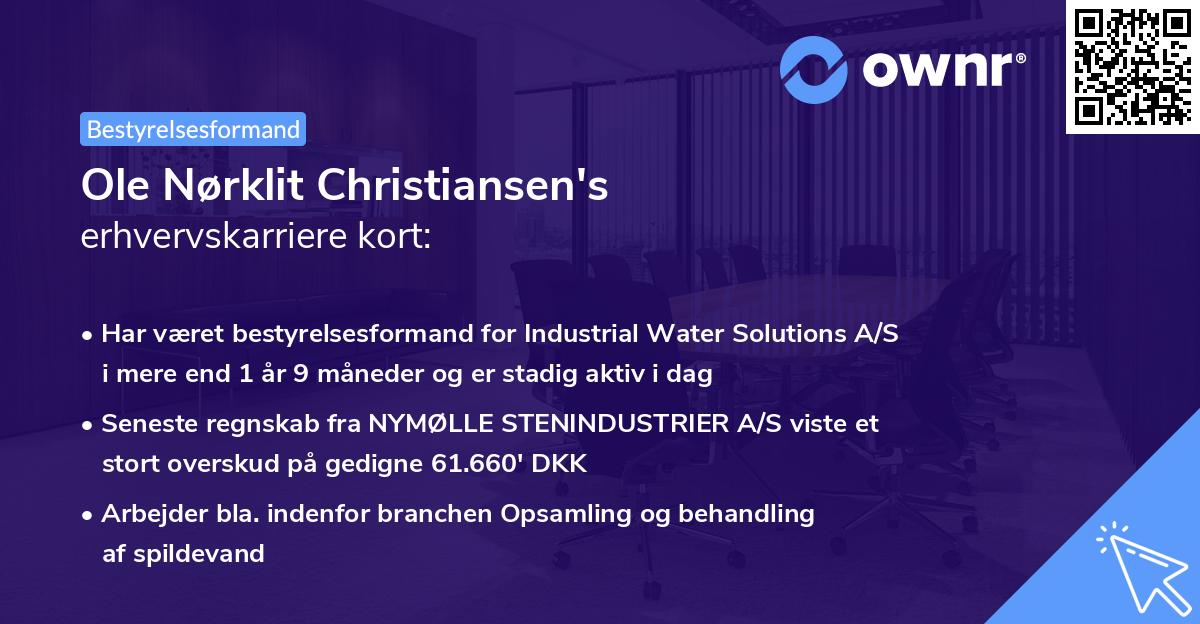 Ole Nørklit Christiansen's erhvervskarriere kort