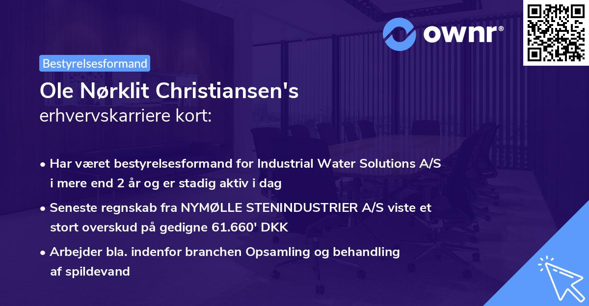 Ole Nørklit Christiansen's erhvervskarriere kort