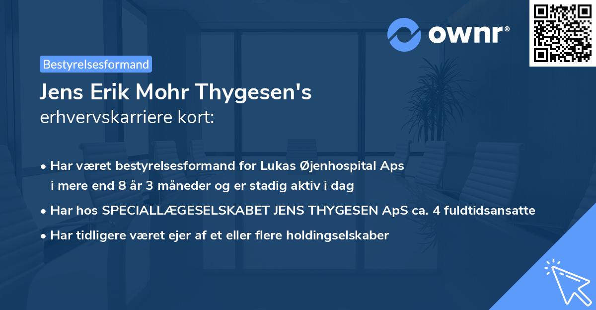 Jens Erik Mohr Thygesen's erhvervskarriere kort