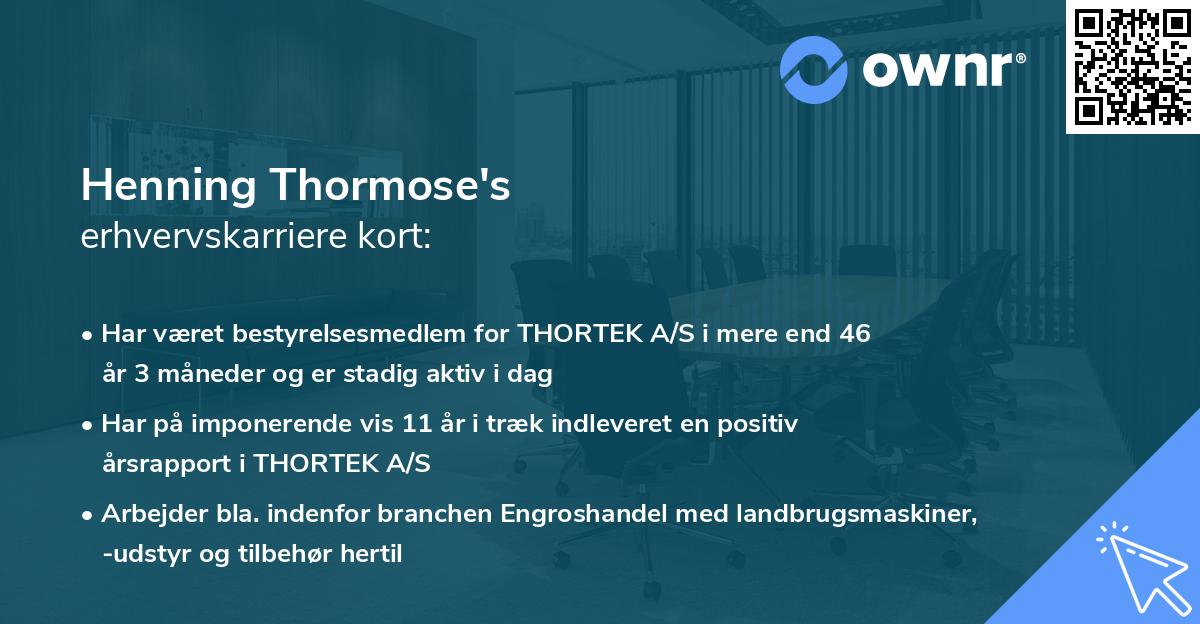 Henning Thormose's erhvervskarriere kort