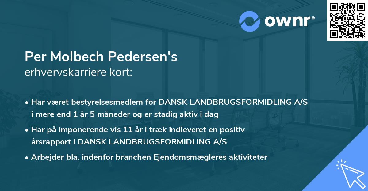 Per Molbech Pedersen's erhvervskarriere kort
