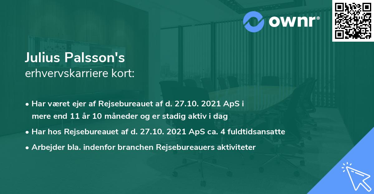 Julius Palsson's erhvervskarriere kort