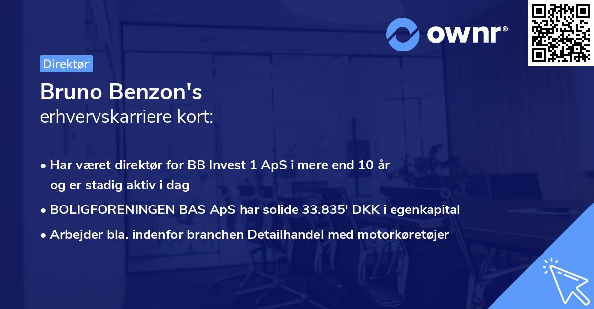 Bruno Benzon's erhvervskarriere kort