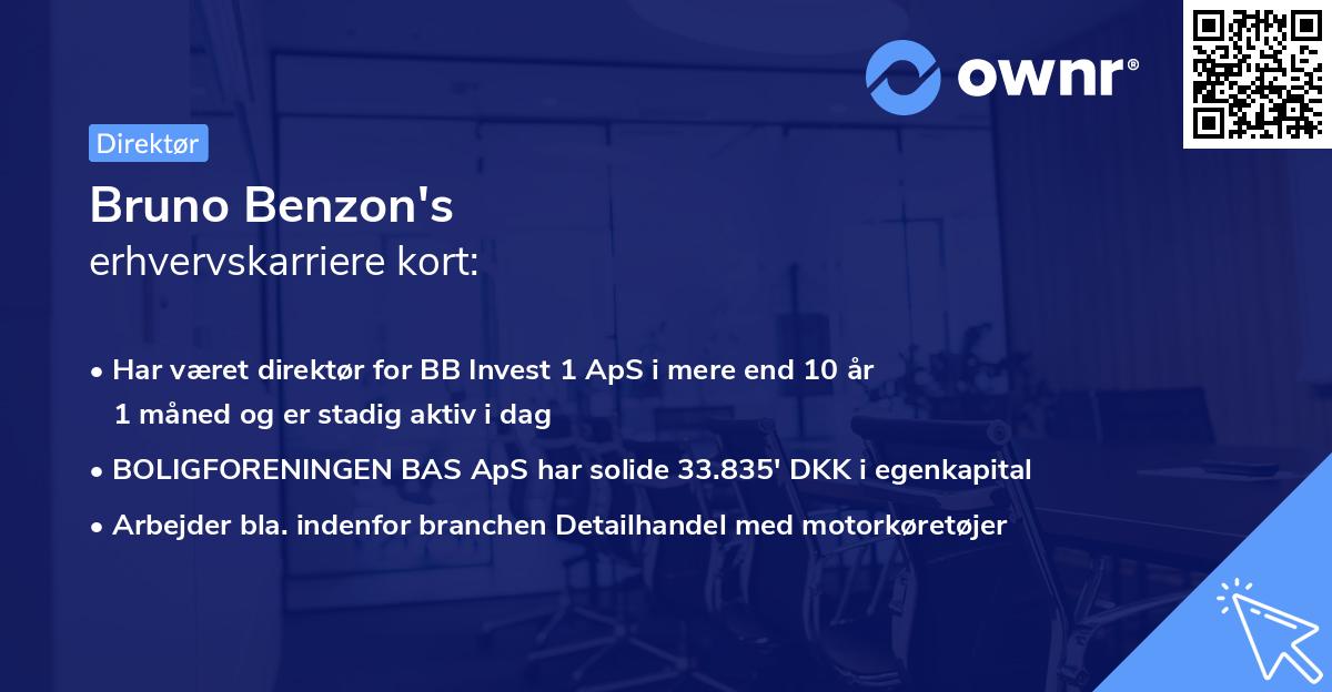 Bruno Benzon's erhvervskarriere kort
