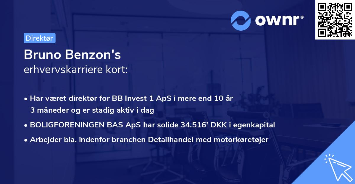 Bruno Benzon's erhvervskarriere kort