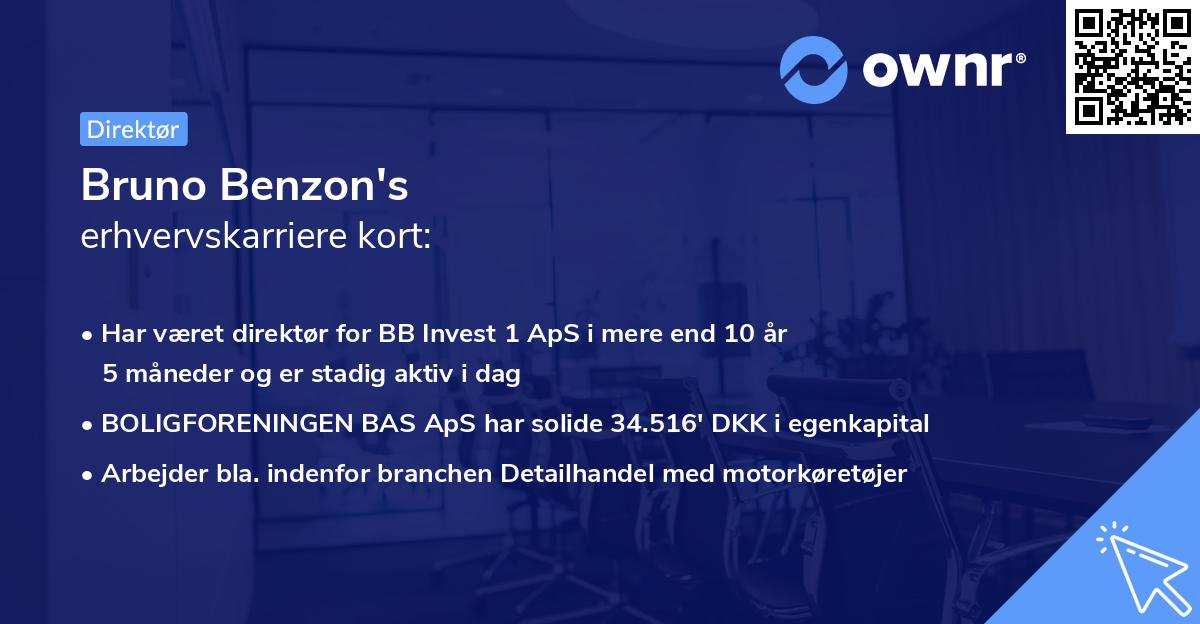 Bruno Benzon's erhvervskarriere kort