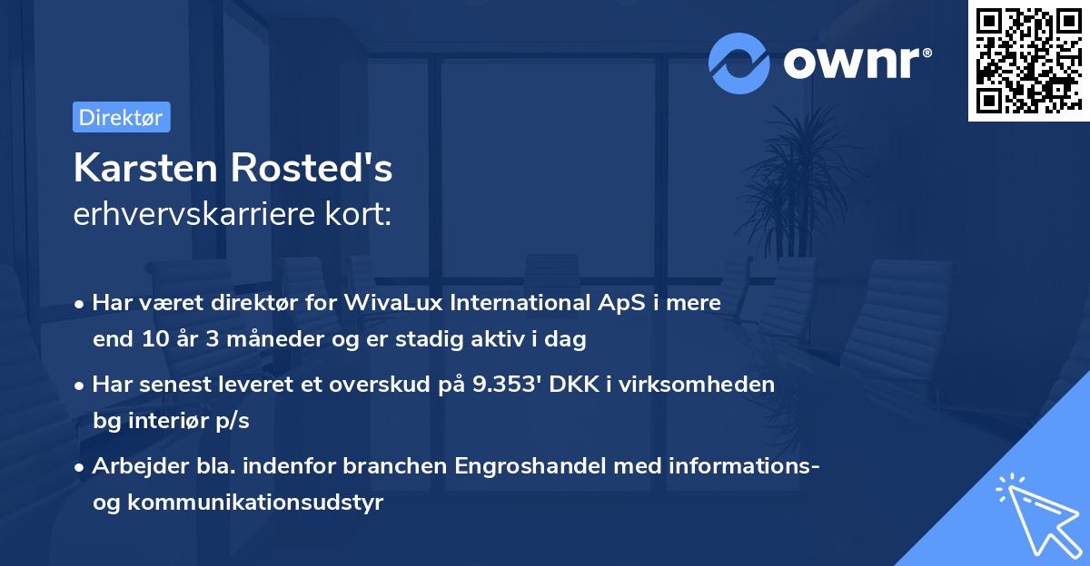Karsten Rosted's erhvervskarriere kort