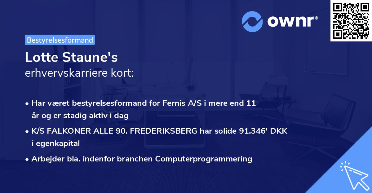 Lotte Staune's erhvervskarriere kort