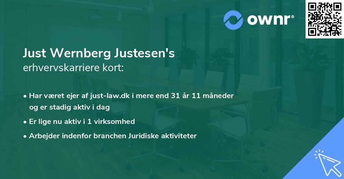 Just Wernberg Justesen's erhvervskarriere kort