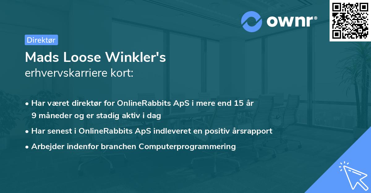 Mads Loose Winkler's erhvervskarriere kort