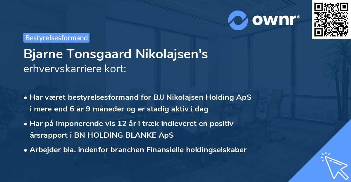 Bjarne Tonsgaard Nikolajsen's erhvervskarriere kort