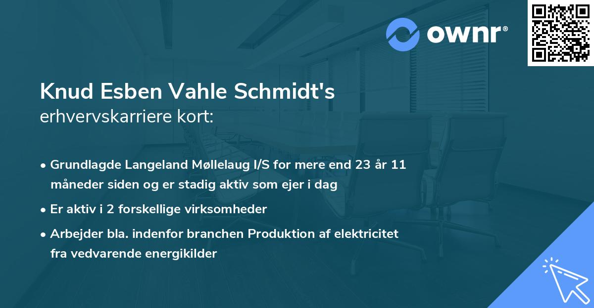 Knud Esben Vahle Schmidt's erhvervskarriere kort