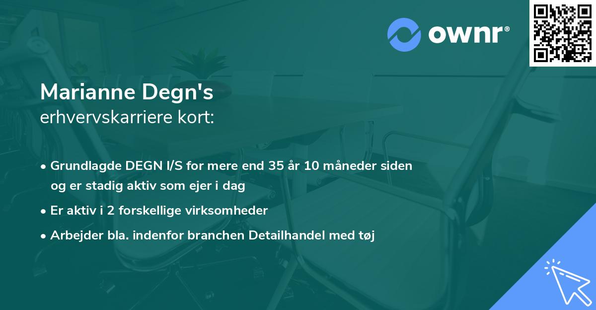 Marianne Degn's erhvervskarriere kort