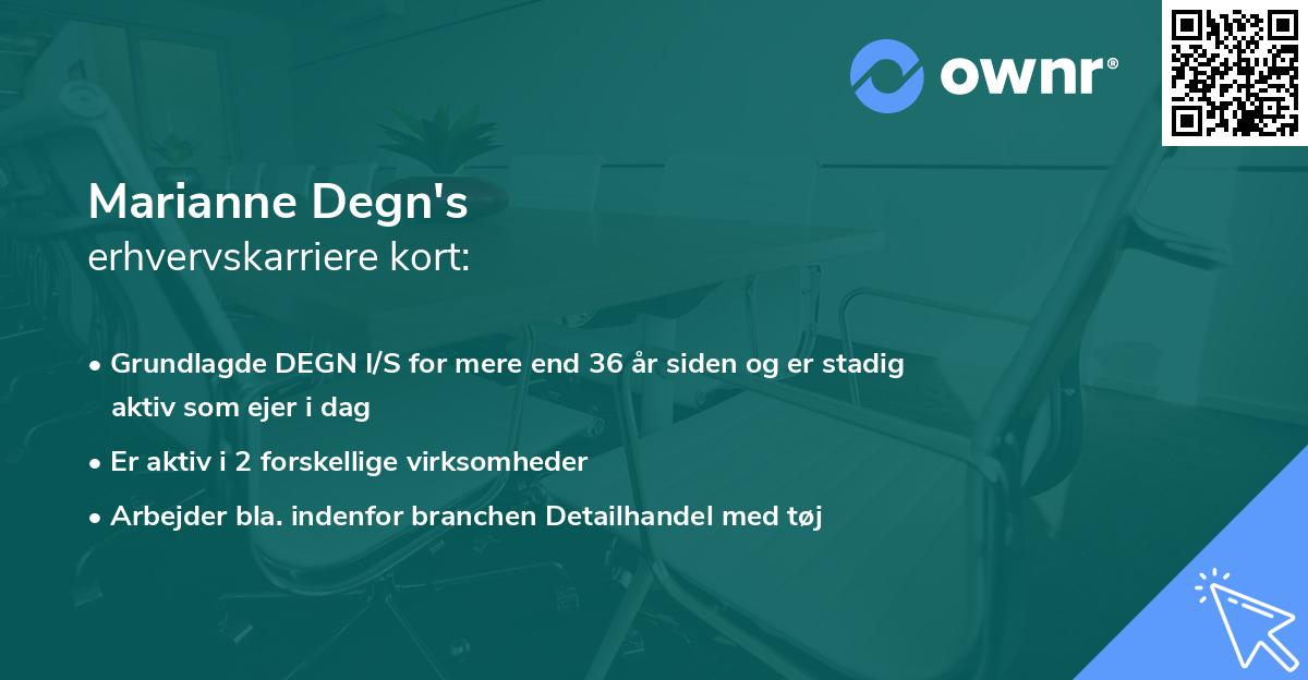 Marianne Degn's erhvervskarriere kort