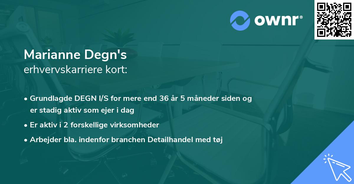 Marianne Degn's erhvervskarriere kort