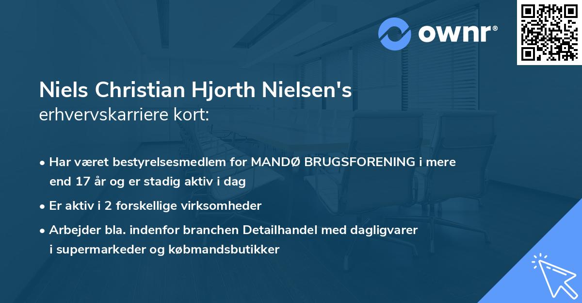 Niels Christian Hjorth Nielsen's erhvervskarriere kort