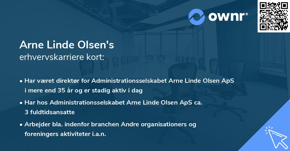 Arne Linde Olsen's erhvervskarriere kort