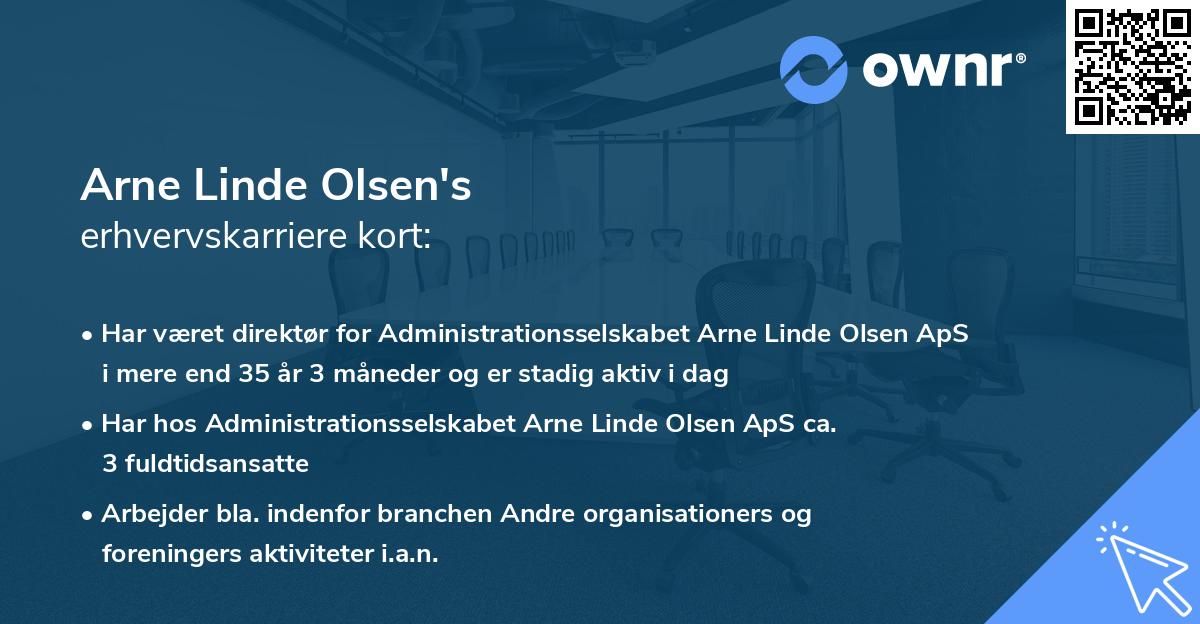 Arne Linde Olsen's erhvervskarriere kort